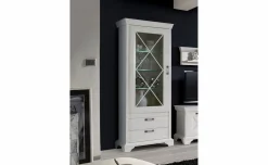 Nizza vetrina in laminato bianco 1 anta 2 cassetti