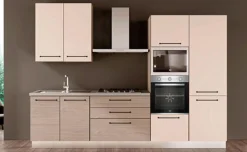 Noa cucina 330 cm colore rovere grigio e grigio angora