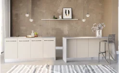 Noa isola 4 ante grigio angora con top cemento L185,2 cm