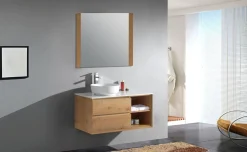 Onda mobile bagno L99 cm sospeso rovere con specchio