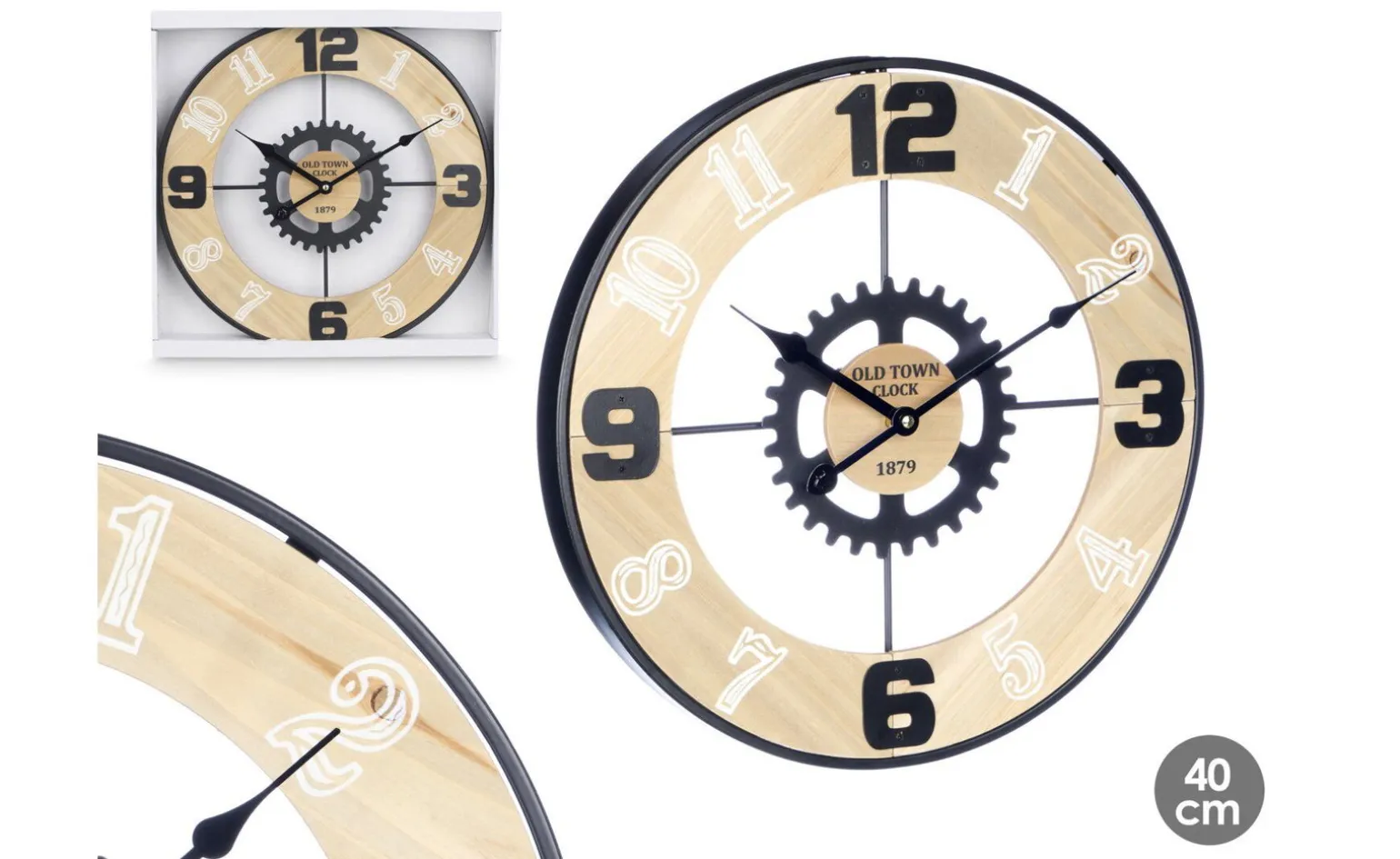 Orologio legno e metallo Ø40 cm
