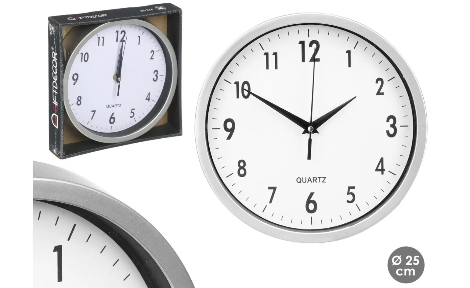 Orologio moderno grigio Ø25 cm