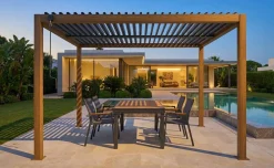 Pergola bioclimatica color teak 3x3 metri