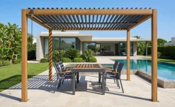Pergola bioclimatica color teak 3x3 metri