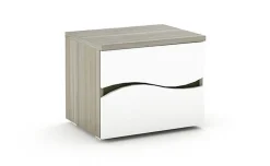 Perla comodino 2 cassetti olmo perla e bianco lucido