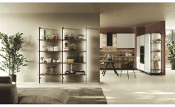 Perugia libreria 8 ripiani L185,1 cm con led nero/rovere tabacco