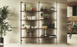 Perugia libreria 8 ripiani L185,1 cm con led nero/rovere tabacco