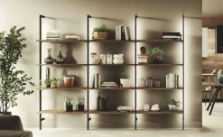 Perugia libreria 12 ripiani L276,8 cm con led nero/rovere