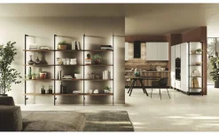 Perugia libreria 12 ripiani L276,8 cm con led nero/rovere