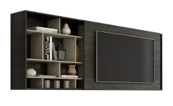 Perugia porta tv a muro colore legno bruciato e argilla spatolato