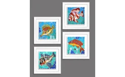 Piastrella in ceramica moderna 29x29 cm Fishes Bianca