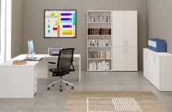 Pixel ufficio componibile colore betulla con 2 librerie alte, 2 basse e una scrivania