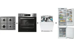 Poker 60cm Gas + Forno Inox + Lavastoviglie + Frigorifero Candy