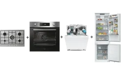 Poker 75cm Gas + Forno Inox + Lavastoviglie + Frigorifero Candy