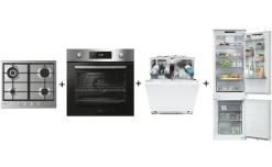 Poker 60cm Gas Ghisa + Forno Inox + Lavastoviglie + Frigorifero Candy