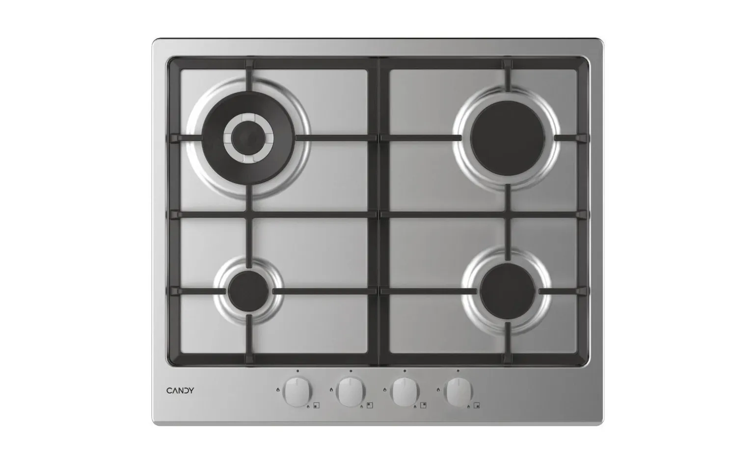 Poker 60cm Gas Ghisa + Forno Inox + Lavastoviglie + Frigorifero Candy
