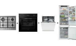 Poker 60cm Gas Ghisa + Forno Nero + Lavastoviglie 3°Cesto + Frigo TNF Candy