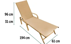 Reclin Lettino con schienale reclinabile in 5 posizioni, beige