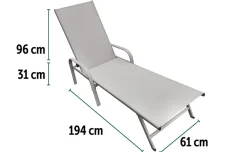 Reclin Lettino con schienale reclinabile in 5 posizioni, grigio