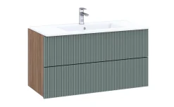Riga base lavabo noce biondo/cannettato verde L100 cm