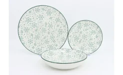 Servizio 18 piatti mini flowers verde