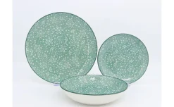 Servizio 18 piatti mini flowers verde