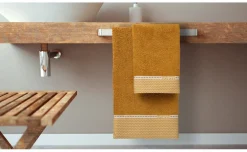 Set asciugamani medio+ospite 100% cotone ocra