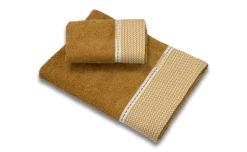 Set asciugamani medio+ospite 100% cotone ocra
