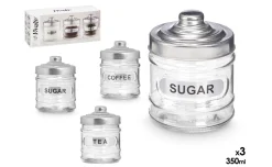 Set 3 barattoli in vetro con tappo in alluminio da 350 ml