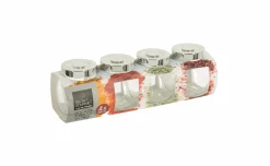 Set 4 barattolini in vetro trasparente 200 ml