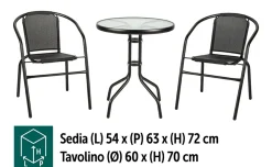 Set bistrot Bistró – tavolino rotondo e 2 sedie – nero