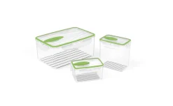 Set 3 contenitori ermetici con valvola verde, 0,3L – 0,6L – 2L