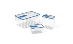 Set 3 contenitori ermetici con valvola blu, 0,3L – 0,6L – 2L
