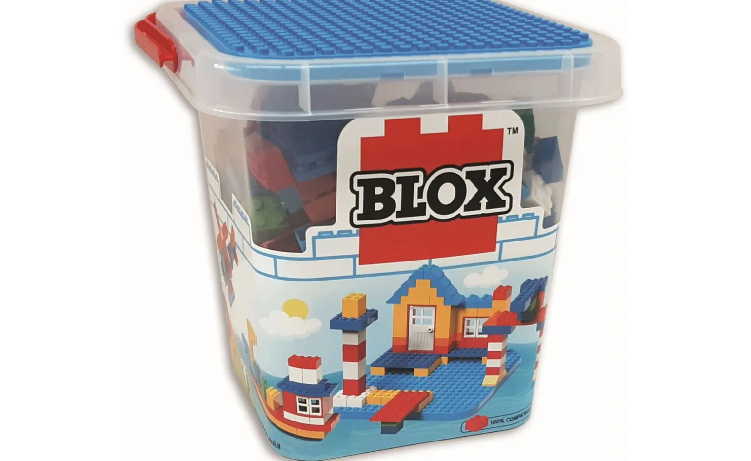 Set costruzioni blox 250 pezzi con secchio porta mattoncini