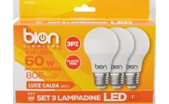 Set 3 lampadine goccia 9 W calda E27