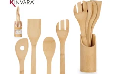 Set 5 utensili con supporto in bamboo