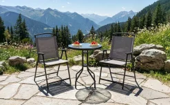 Sirio Set bistrot tavolino rotondo e 2 sedie, grigio