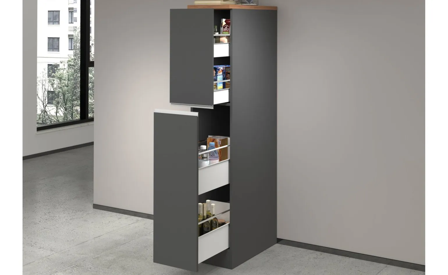 Snack armadio porta spezie antracite opaco/rovere h165 cm