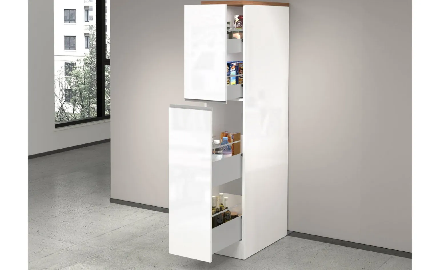 Snack armadio porta spezie bianco lucido/rovere h165 cm