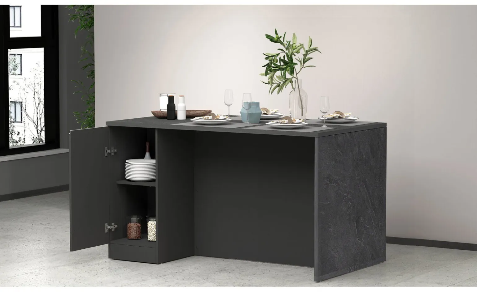 Snack isola 2 ante antracite L160 cm