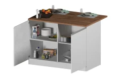 Snack isola 2 ante bianco lucido/rovere L125 cm