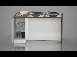 Snack isola 2 ante bianco lucido/rovere L160 cm