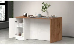Snack isola 2 ante bianco lucido/rovere L160 cm