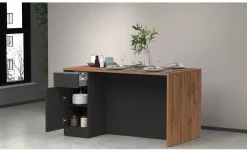 Snack isola 2 ante, 2 cassetti antracite opaco/rovere L160 cm