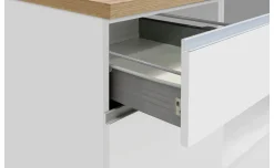 Snack isola 2 ante, 2 cassetti bianco lucido/rovere L160 cm