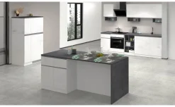Snack isola 4 ante, 4 cassetti bianco lucido/antracite L200 cm