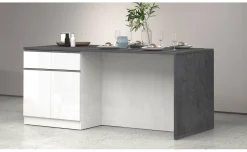 Snack isola 4 ante, 4 cassetti bianco lucido/antracite L200 cm
