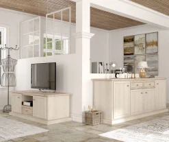 Soggiorno componibile Susy colore betulla e legno naturale
