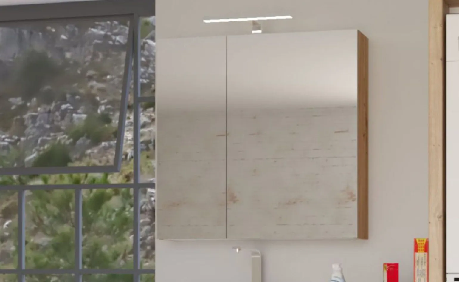 Specchiera contenitore con lampada LED