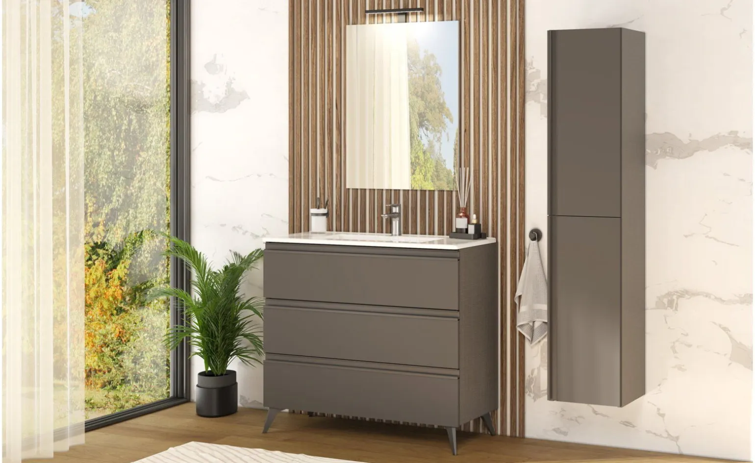 Specchiera rettangolare con faretto Led